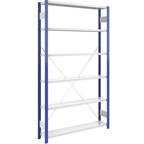 4250623790482 - eurokraft pro Lager-Steckregal Regalständer blau HxB 2500 x 1300 mm Boden lichtgrau Grundregal Tiefe 300 mm