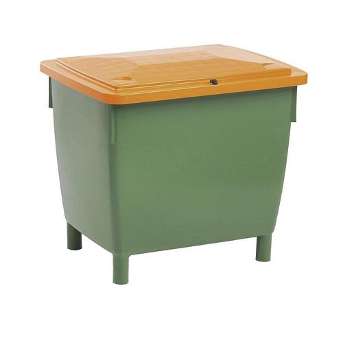 4260126610743 - Rechteckbehälter mit anscharniertem Deckel Inhalt 400 l Behälter grün Deckel orange kaiserkraft