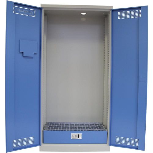 4061753292766 - eurokraft pro Fass-Schrank Leergehäuse mit Bodenauffangwanne und Gitterrost HxBxT 1950 x 950 x 500 mm