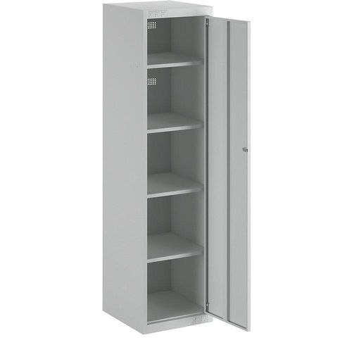 4061753006158 - eurokraft basic Garderobenschrank-System mit Grund- und Anbauelementen HxBxT 1800 x 450 x 500 mm 4 Fachböden lichtgrau Grundelement