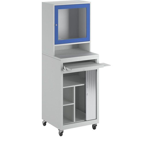 4061753033284 - Computer-Rollladenschrank für Bildschirm bis 20\ fahrbar lichtgrau enzianblau kaiserkraft 4061753033284 - Computer-Rollladenschrank für Bildschirm bis 20\ fahrbar lichtgrau enzianblau kaiserkraft