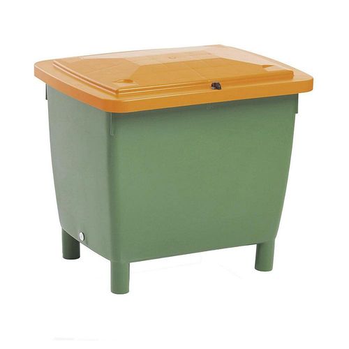 4260126610552 - Rechteckbehälter mit anscharniertem Deckel Inhalt 210 l Behälter grün Deckel orange kaiserkraft