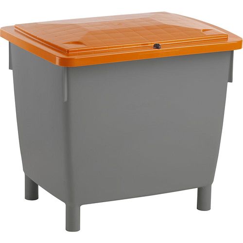 4260126610576 - Rechteckbehälter mit anscharniertem Deckel Inhalt 210 l Behälter basaltgrau Deckel orange kaiserkraft