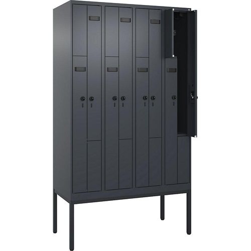 4068192920489 - Z-Spind Evolo PLUS 4 Abteile grau B 1200 mm 8 Fächer mit schmalen Füßen Sicherheits-Drehriegel kaiserkraft