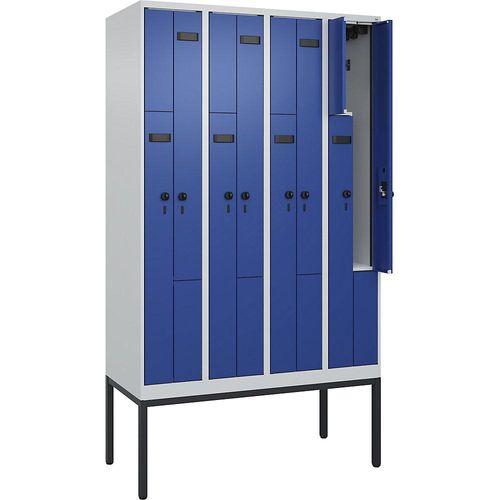 4068192924517 - Z-Spind Evolo PLUS 4 Abteile lichtgrau enzianblau B 1200 mm 8 Fächer mit schmalen Füßen Sicherheits-Drehriegel kaiserkraft 4068192924517 - Z-Spind Evolo PLUS 4 Abteile lichtgrau enzianblau B 1200 mm 8 Fächer mit schmalen Füßen Sicherheits-Drehriegel kaiserkraft