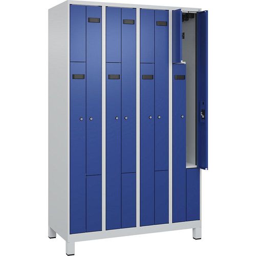 4068192677659 - Z-Spind Evolo PLUS 4 Abteile lichtgrau   enzianblau B 1200 mm 8 Fächer mit breiten Füßen Zylinderschloss kaiserkraft