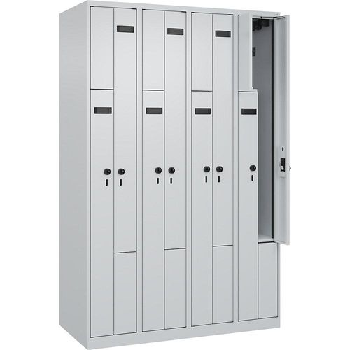 4068192606680 - Z-Spind Evolo PLUS 4 Abteile lichtgrau B 1200 mm 8 Fächer mit Bodengleitern Sicherheits-Drehriegel kaiserkraft