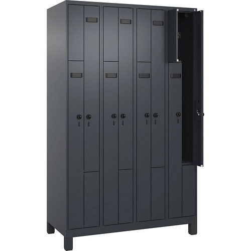 4068192625865 - Z-Spind Evolo PLUS 4 Abteile grau B 1200 mm 8 Fächer mit breiten Füßen Sicherheits-Drehriegel kaiserkraft