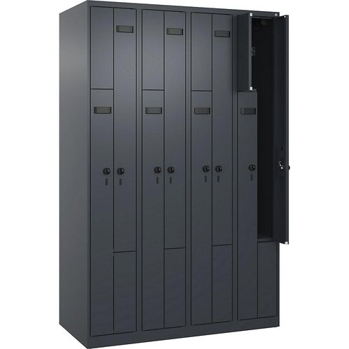 4068192633600 - Z-Spind Evolo PLUS 4 Abteile grau B 1200 mm 8 Fächer mit Bodengleitern Sicherheits-Drehriegel kaiserkraft