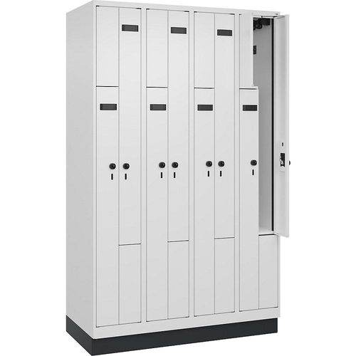 4068192652380 - Z-Spind Evolo PLUS 4 Abteile weiß B 1200 mm 8 Fächer mit Bodensockel Sicherheits-Drehriegel kaiserkraft