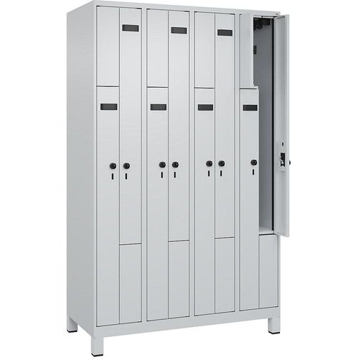 4068192601821 - Z-Spind Evolo PLUS 4 Abteile lichtgrau B 1200 mm 8 Fächer mit breiten Füßen Sicherheits-Drehriegel kaiserkraft