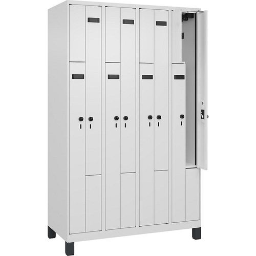 4068192652304 - Z-Spind Evolo PLUS 4 Abteile weiß B 1200 mm 8 Fächer mit breiten Füßen Sicherheits-Drehriegel kaiserkraft