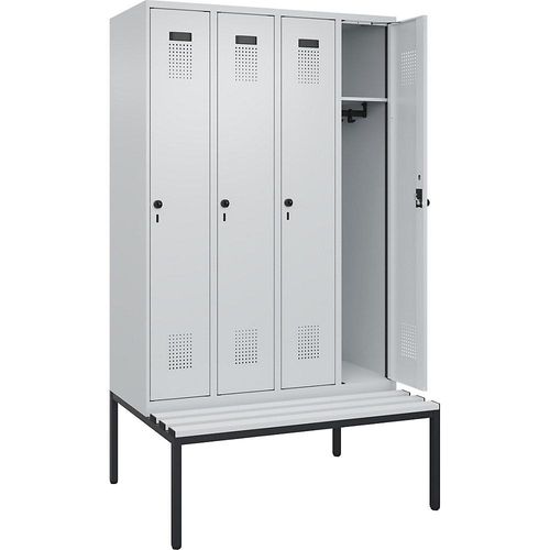 4068192364870 - Spind Evolo PLUS Sitzbank 4 Abteile lichtgrau lichtgrau B 1200 mm Sicherheits-Drehriegel mit untergebauter Sitzbank Kunststoff kaiserkraft 4068192364870 - Spind Evolo PLUS Sitzbank 4 Abteile lichtgrau lichtgrau B 1200 mm Sicherheits-Drehriegel mit untergebauter Sitzbank Kunststoff kaiserkraft