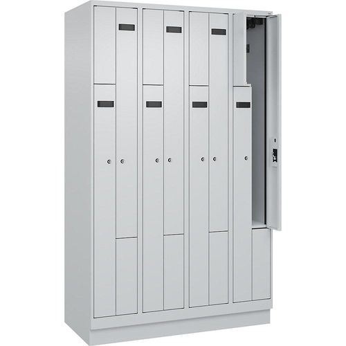 4068192702382 - Z-Spind Evolo PLUS 4 Abteile lichtgrau B 1200 mm 8 Fächer mit Bodensockel Zylinderschloss kaiserkraft 4068192702382 - Z-Spind Evolo PLUS 4 Abteile lichtgrau B 1200 mm 8 Fächer mit Bodensockel Zylinderschloss kaiserkraft