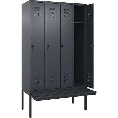 4068192368557 - Spind Evolo PLUS Sitzbank 4 Abteile grau B 1200 mm Sicherheits-Drehriegel mit auskragender Sitzbank Kunststoff kaiserkraft 4068192368557 - Spind Evolo PLUS Sitzbank 4 Abteile grau B 1200 mm Sicherheits-Drehriegel mit auskragender Sitzbank Kunststoff kaiserkraft