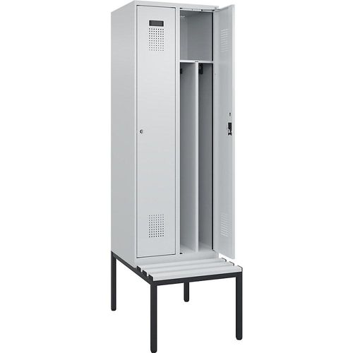 4068192396246 - Schwarz-Weiß-Spind Evolo PLUS Sitzbank schmal 2 Abteile Trennwand verkürzt lichtgrau lichtgrau B 600 mm Zylinderschloss mit untergebauter Sitzbank Kunststoff kaiserkraft 4068192396246 - Schwarz-Weiß-Spind Evolo PLUS Sitzbank schmal 2 Abteile Trennwand verkürzt lichtgrau lichtgrau B 600 mm Zylinderschloss mit untergebauter Sitzbank Kunststoff kaiserkraft