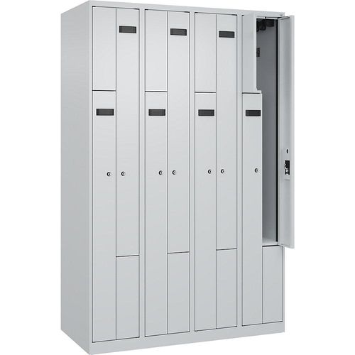 4068192831334 - Z-Spind Evolo PLUS 4 Abteile lichtgrau B 1200 mm 8 Fächer mit Bodengleitern Zylinderschloss kaiserkraft