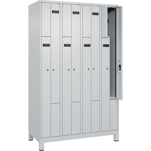 4068192702306 - Z-Spind Evolo PLUS 4 Abteile lichtgrau B 1200 mm 8 Fächer mit breiten Füßen Zylinderschloss kaiserkraft