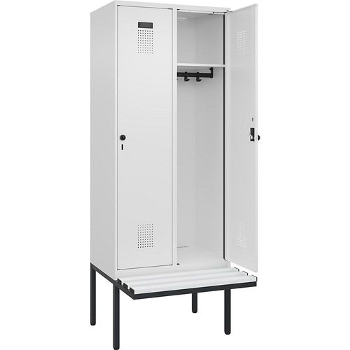 4068192373223 - Spind Evolo PLUS Sitzbank 2 Abteile weiß B 800 mm Sicherheits-Drehriegel mit auskragender Sitzbank Kunststoff kaiserkraft 4068192373223 - Spind Evolo PLUS Sitzbank 2 Abteile weiß B 800 mm Sicherheits-Drehriegel mit auskragender Sitzbank Kunststoff kaiserkraft