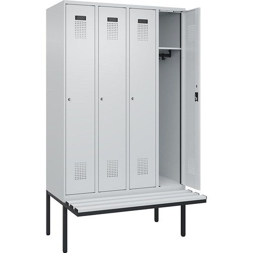 4068192395867 - Spind Evolo PLUS Sitzbank 4 Abteile lichtgrau lichtgrau B 1200 mm Zylinderschloss mit auskragender Sitzbank Kunststoff kaiserkraft 4068192395867 - Spind Evolo PLUS Sitzbank 4 Abteile lichtgrau lichtgrau B 1200 mm Zylinderschloss mit auskragender Sitzbank Kunststoff kaiserkraft