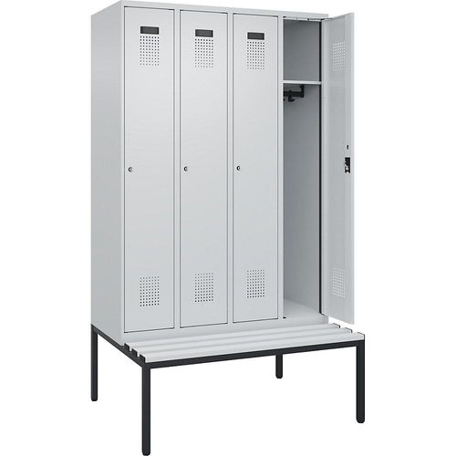 4068192395577 - Spind Evolo PLUS Sitzbank 4 Abteile lichtgrau lichtgrau B 1200 mm Zylinderschloss mit untergebauter Sitzbank Kunststoff kaiserkraft 4068192395577 - Spind Evolo PLUS Sitzbank 4 Abteile lichtgrau lichtgrau B 1200 mm Zylinderschloss mit untergebauter Sitzbank Kunststoff kaiserkraft
