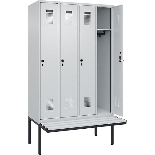 4068192365150 - Spind Evolo PLUS Sitzbank 4 Abteile lichtgrau lichtgrau B 1200 mm Sicherheits-Drehriegel mit auskragender Sitzbank Kunststoff kaiserkraft 4068192365150 - Spind Evolo PLUS Sitzbank 4 Abteile lichtgrau lichtgrau B 1200 mm Sicherheits-Drehriegel mit auskragender Sitzbank Kunststoff kaiserkraft