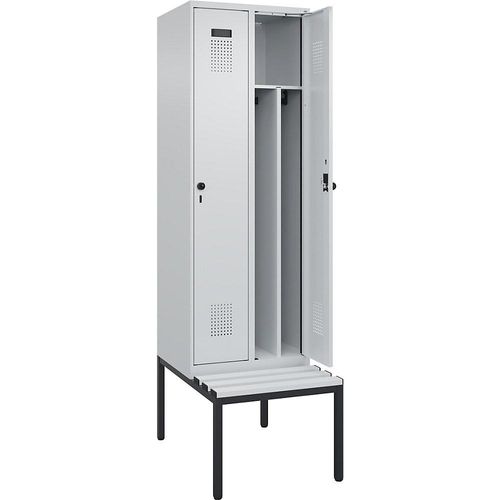 4068192365563 - Schwarz-Weiß-Spind Evolo PLUS Sitzbank schmal 2 Abteile Trennwand verkürzt lichtgrau lichtgrau B 600 mm Sicherheits-Drehriegel mit untergebauter Sitzbank Kunststoff kaiserkraft 4068192365563 - Schwarz-Weiß-Spind Evolo PLUS Sitzbank schmal 2 Abteile Trennwand verkürzt lichtgrau lichtgrau B 600 mm Sicherheits-Drehriegel mit untergebauter Sitzbank Kunststoff kaiserkraft