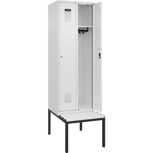 4068192404521 - Spind Evolo PLUS Sitzbank 2 Abteile weiß B 600 mm Zylinderschloss mit untergebauter Sitzbank Kunststoff kaiserkraft 4068192404521 - Spind Evolo PLUS Sitzbank 2 Abteile weiß B 600 mm Zylinderschloss mit untergebauter Sitzbank Kunststoff kaiserkraft