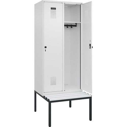 4068192373018 - Spind Evolo PLUS Sitzbank 2 Abteile weiß B 800 mm Sicherheits-Drehriegel mit untergebauter Sitzbank Kunststoff kaiserkraft 4068192373018 - Spind Evolo PLUS Sitzbank 2 Abteile weiß B 800 mm Sicherheits-Drehriegel mit untergebauter Sitzbank Kunststoff kaiserkraft