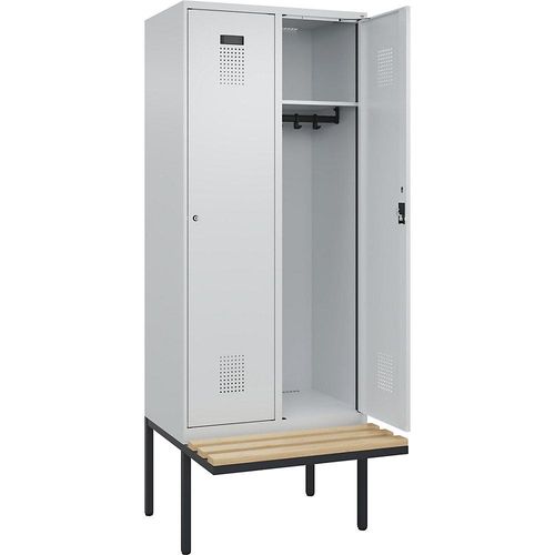 4068192282464 - Spind Evolo PLUS Sitzbank 2 Abteile lichtgrau lichtgrau B 800 mm Zylinderschloss mit auskragender Sitzbank Buche kaiserkraft 4068192282464 - Spind Evolo PLUS Sitzbank 2 Abteile lichtgrau lichtgrau B 800 mm Zylinderschloss mit auskragender Sitzbank Buche kaiserkraft