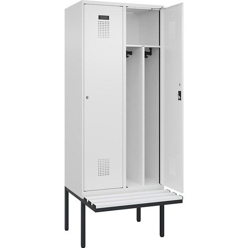 4068192405207 - Schwarz-Weiß-Spind Evolo PLUS Sitzbank schmal 2 Abteile Trennwand verkürzt weiß B 800 mm Zylinderschloss mit auskragender Sitzbank Kunststoff kaiserkraft 4068192405207 - Schwarz-Weiß-Spind Evolo PLUS Sitzbank schmal 2 Abteile Trennwand verkürzt weiß B 800 mm Zylinderschloss mit auskragender Sitzbank Kunststoff kaiserkraft