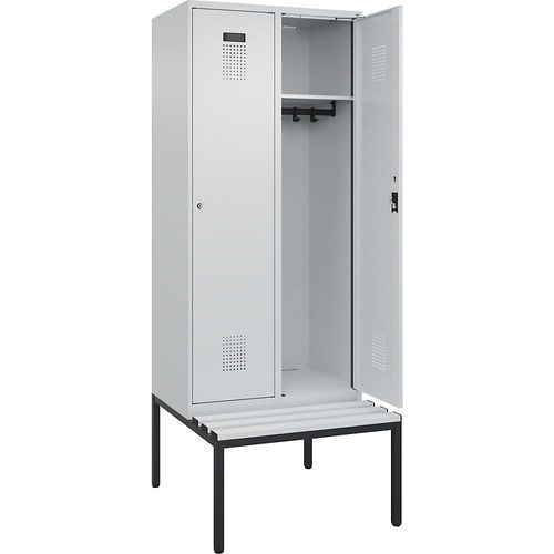 4068192395690 - Spind Evolo PLUS Sitzbank 2 Abteile lichtgrau lichtgrau B 800 mm Zylinderschloss mit untergebauter Sitzbank Kunststoff kaiserkraft 4068192395690 - Spind Evolo PLUS Sitzbank 2 Abteile lichtgrau lichtgrau B 800 mm Zylinderschloss mit untergebauter Sitzbank Kunststoff kaiserkraft