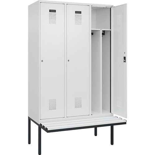 4068192405221 - Schwarz-Weiß-Spind Evolo PLUS Sitzbank schmal 3 Abteile Trennwand verkürzt weiß B 1200 mm Zylinderschloss mit auskragender Sitzbank Kunststoff kaiserkraft 4068192405221 - Schwarz-Weiß-Spind Evolo PLUS Sitzbank schmal 3 Abteile Trennwand verkürzt weiß B 1200 mm Zylinderschloss mit auskragender Sitzbank Kunststoff kaiserkraft