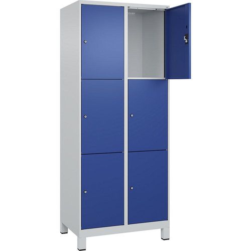 4068192014010 - 3er-Schließfachschrank Evolo PLUS 2 Abteile lichtgrau enzianblau B 800 mm 6 Fächer mit breiten Füßen Zylinderschloss kaiserkraft 4068192014010 - 3er-Schließfachschrank Evolo PLUS 2 Abteile lichtgrau enzianblau B 800 mm 6 Fächer mit breiten Füßen Zylinderschloss kaiserkraft