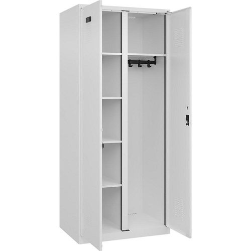 4068192044031 - Putzmittelspind Evolo PLUS 1 Abteil Trennwand mittig weiß B 800 mm mit Bodengleitern Zylinderschloss kaiserkraft 4068192044031 - Putzmittelspind Evolo PLUS 1 Abteil Trennwand mittig weiß B 800 mm mit Bodengleitern Zylinderschloss kaiserkraft