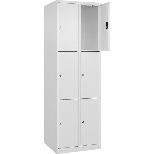 4068192002901 - 3er-Schließfachschrank Evolo PLUS 2 Abteile weiß B 600 mm 6 Fächer mit Bodengleitern Zylinderschloss kaiserkraft