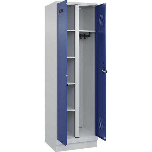 4067521932773 - Putzmittelspind Evolo PLUS 1 Abteil Trennwand mittig lichtgrau enzianblau B 600 mm mit Bodensockel Sicherheits-Drehriegel kaiserkraft 4067521932773 - Putzmittelspind Evolo PLUS 1 Abteil Trennwand mittig lichtgrau enzianblau B 600 mm mit Bodensockel Sicherheits-Drehriegel kaiserkraft