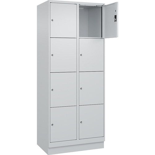 4068192024255 - 4er-Schließfachschrank Evolo PLUS 2 Abteile lichtgrau B 800 mm 8 Fächer mit Bodensockel Zylinderschloss kaiserkraft 4068192024255 - 4er-Schließfachschrank Evolo PLUS 2 Abteile lichtgrau B 800 mm 8 Fächer mit Bodensockel Zylinderschloss kaiserkraft
