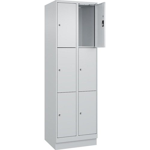 4068192022633 - 3er-Schließfachschrank Evolo PLUS 2 Abteile lichtgrau B 600 mm 6 Fächer mit Bodensockel Zylinderschloss kaiserkraft 4068192022633 - 3er-Schließfachschrank Evolo PLUS 2 Abteile lichtgrau B 600 mm 6 Fächer mit Bodensockel Zylinderschloss kaiserkraft