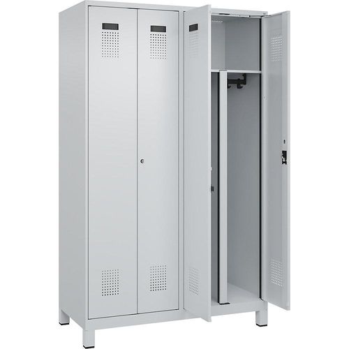 4067521992586 - Schwarz-Weiß-Spind Evolo PLUS 2 Abteile Trennwand verkürzt lichtgrau B 1200 mm mit breiten Füßen Zylinderschloss kaiserkraft 4067521992586 - Schwarz-Weiß-Spind Evolo PLUS 2 Abteile Trennwand verkürzt lichtgrau B 1200 mm mit breiten Füßen Zylinderschloss kaiserkraft