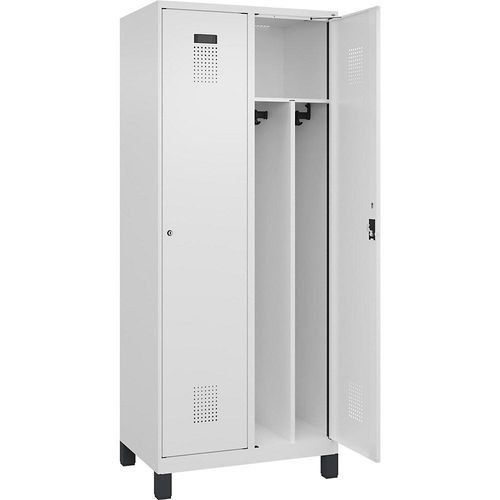 4068192015147 - Schwarz-Weiß-Spind Evolo PLUS schmal 2 Abteile Trennwand verkürzt weiß B 800 mm mit breiten Füßen Zylinderschloss kaiserkraft 4068192015147 - Schwarz-Weiß-Spind Evolo PLUS schmal 2 Abteile Trennwand verkürzt weiß B 800 mm mit breiten Füßen Zylinderschloss kaiserkraft