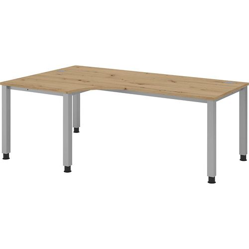 4032062193181 - Schreibtisch Q-Serie manuell höhenverstellbar 68-835cm (H) 200x80 120cm (BxT) L-Form asteiche   silber 4032062193181 Hamme