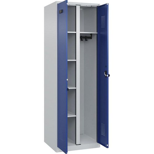 4067521932735 - Putzmittelspind Evolo PLUS 1 Abteil Trennwand mittig lichtgrau enzianblau B 600 mm mit Bodengleitern Sicherheits-Drehriegel kaiserkraft 4067521932735 - Putzmittelspind Evolo PLUS 1 Abteil Trennwand mittig lichtgrau enzianblau B 600 mm mit Bodengleitern Sicherheits-Drehriegel kaiserkraft