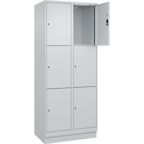 4068192023982 - 3er-Schließfachschrank Evolo PLUS 2 Abteile lichtgrau B 800 mm 6 Fächer mit Bodensockel Zylinderschloss kaiserkraft
