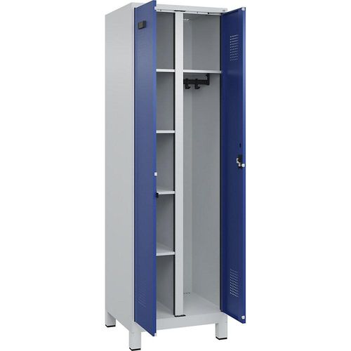 4067521974919 - Putzmittelspind Evolo PLUS 1 Abteil Trennwand mittig lichtgrau enzianblau B 600 mm mit breiten Füßen Zylinderschloss kaiserkraft 4067521974919 - Putzmittelspind Evolo PLUS 1 Abteil Trennwand mittig lichtgrau enzianblau B 600 mm mit breiten Füßen Zylinderschloss kaiserkraft