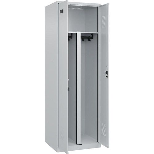 4067521989708 - Schwarz-Weiß-Spind Evolo PLUS 1 Abteil Trennwand verkürzt lichtgrau B 600 mm mit Bodengleitern Zylinderschloss kaiserkraft 4067521989708 - Schwarz-Weiß-Spind Evolo PLUS 1 Abteil Trennwand verkürzt lichtgrau B 600 mm mit Bodengleitern Zylinderschloss kaiserkraft