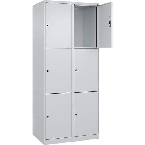 4068192004189 - 3er-Schließfachschrank Evolo PLUS 2 Abteile lichtgrau B 800 mm 6 Fächer mit Bodengleitern Zylinderschloss kaiserkraft 4068192004189 - 3er-Schließfachschrank Evolo PLUS 2 Abteile lichtgrau B 800 mm 6 Fächer mit Bodengleitern Zylinderschloss kaiserkraft
