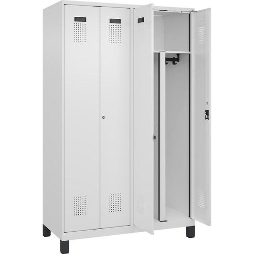 4068192019732 - Schwarz-Weiß-Spind Evolo PLUS 2 Abteile Trennwand verkürzt weiß B 1200 mm mit breiten Füßen Zylinderschloss kaiserkraft 4068192019732 - Schwarz-Weiß-Spind Evolo PLUS 2 Abteile Trennwand verkürzt weiß B 1200 mm mit breiten Füßen Zylinderschloss kaiserkraft