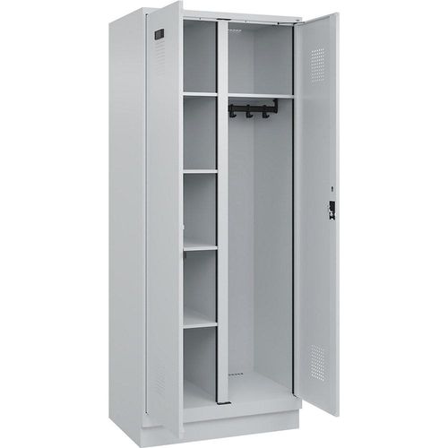 4067521997987 - Putzmittelspind Evolo PLUS 1 Abteil Trennwand mittig lichtgrau B 800 mm mit Bodensockel Zylinderschloss kaiserkraft