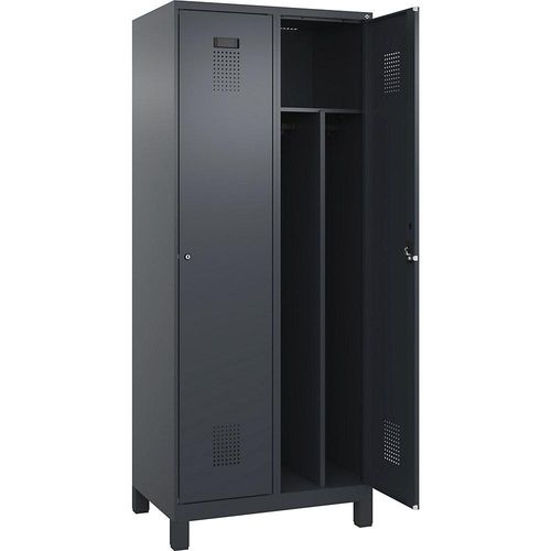 4067521991268 - Schwarz-Weiß-Spind Evolo PLUS schmal 2 Abteile Trennwand verkürzt grau B 800 mm mit breiten Füßen Zylinderschloss kaiserkraft 4067521991268 - Schwarz-Weiß-Spind Evolo PLUS schmal 2 Abteile Trennwand verkürzt grau B 800 mm mit breiten Füßen Zylinderschloss kaiserkraft